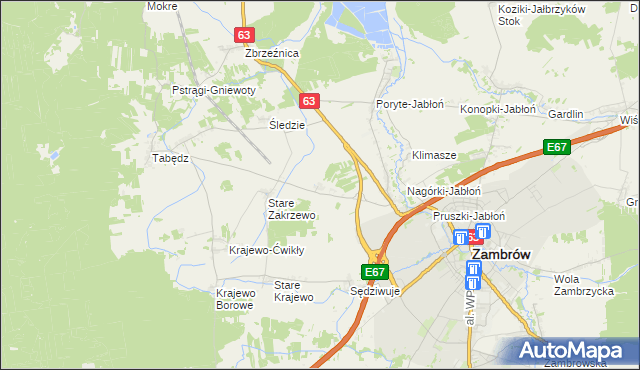 mapa Nowe Zakrzewo, Nowe Zakrzewo na mapie Targeo