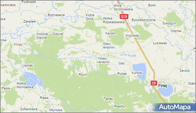 mapa Nowy Antonin, Nowy Antonin na mapie Targeo