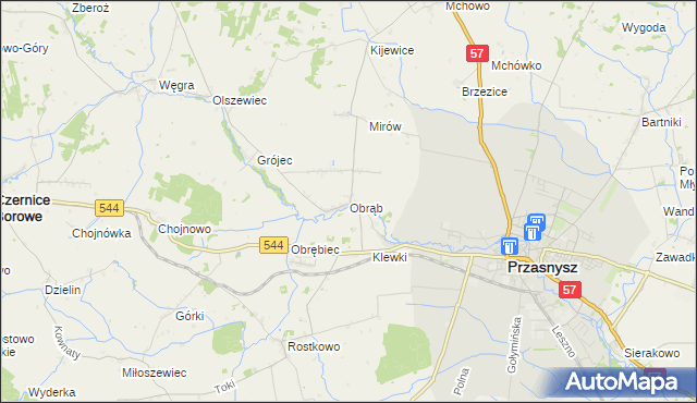 mapa Obrąb gmina Przasnysz, Obrąb gmina Przasnysz na mapie Targeo