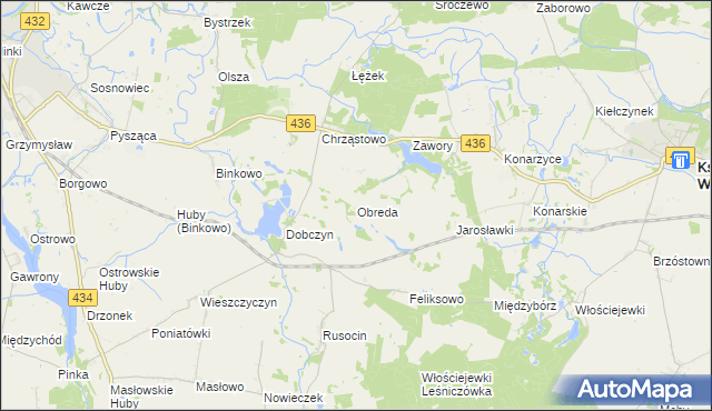 mapa Obreda, Obreda na mapie Targeo