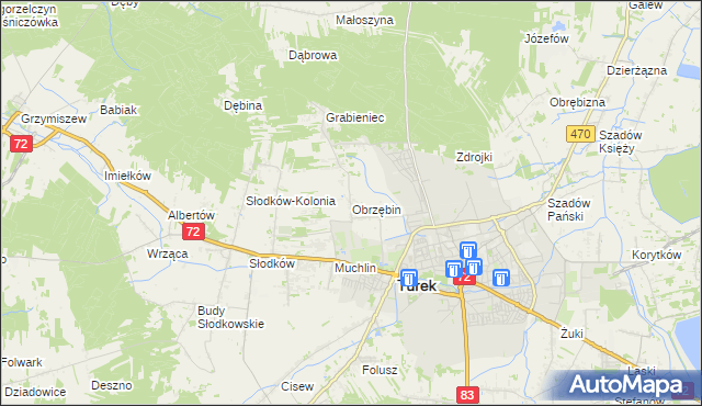 mapa Obrzębin, Obrzębin na mapie Targeo