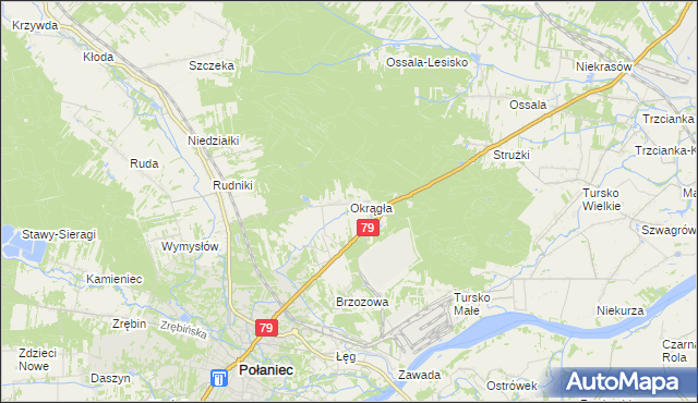 mapa Okrągła, Okrągła na mapie Targeo