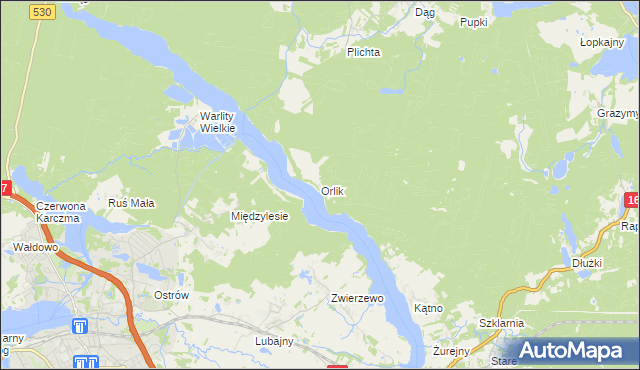 mapa Orlik gmina Łukta, Orlik gmina Łukta na mapie Targeo