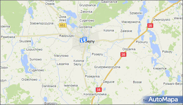 mapa Posejny, Posejny na mapie Targeo