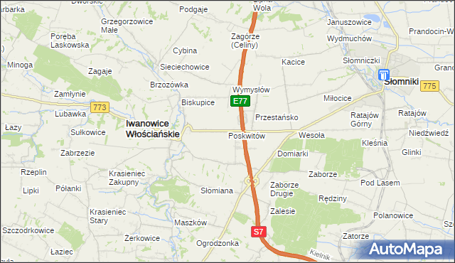 mapa Poskwitów, Poskwitów na mapie Targeo