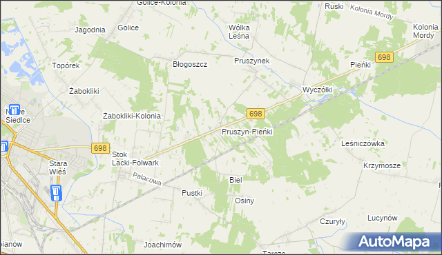 mapa Pruszyn-Pieńki, Pruszyn-Pieńki na mapie Targeo