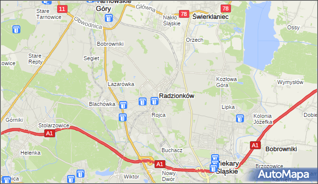 mapa Radzionków, Radzionków na mapie Targeo