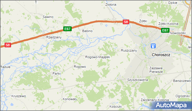 mapa Rogówek gmina Choroszcz, Rogówek gmina Choroszcz na mapie Targeo