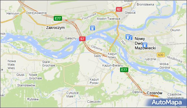 mapa Sady gmina Czosnów, Sady gmina Czosnów na mapie Targeo