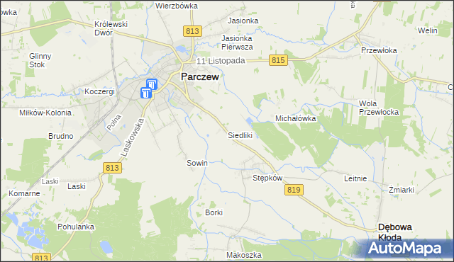 mapa Siedliki, Siedliki na mapie Targeo