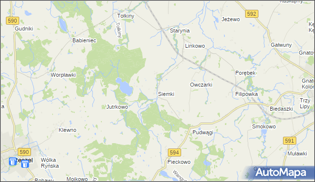 mapa Siemki, Siemki na mapie Targeo