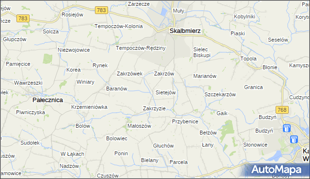 mapa Sietejów, Sietejów na mapie Targeo