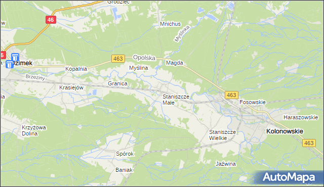 mapa Staniszcze Małe, Staniszcze Małe na mapie Targeo