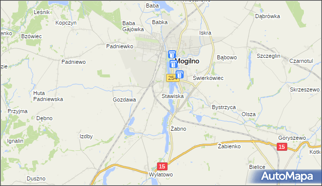 mapa Stawiska gmina Mogilno, Stawiska gmina Mogilno na mapie Targeo