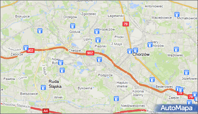 mapa Świętochłowice, Świętochłowice na mapie Targeo