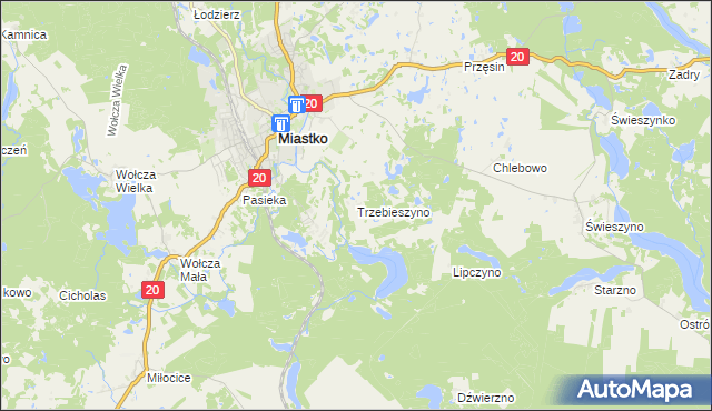 mapa Trzebieszyno, Trzebieszyno na mapie Targeo