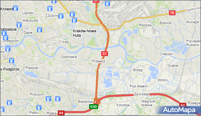 mapa Ulica gmina Kraków, Ulica gmina Kraków na mapie Targeo