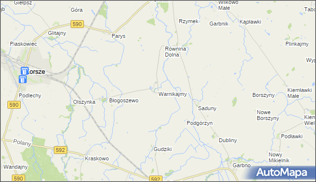 mapa Warnikajmy, Warnikajmy na mapie Targeo