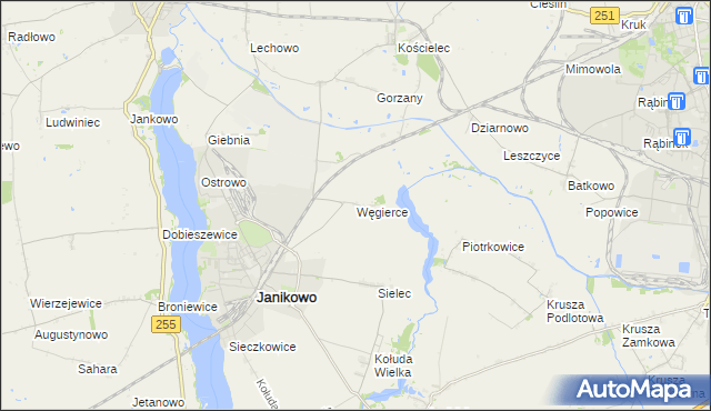 mapa Węgierce gmina Pakość, Węgierce gmina Pakość na mapie Targeo