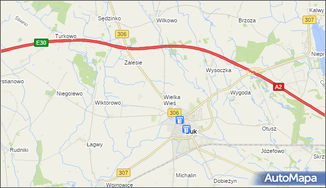 mapa Wielka Wieś gmina Buk, Wielka Wieś gmina Buk na mapie Targeo