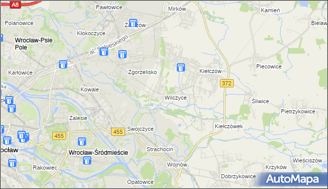mapa Wilczyce gmina Długołęka, Wilczyce gmina Długołęka na mapie Targeo