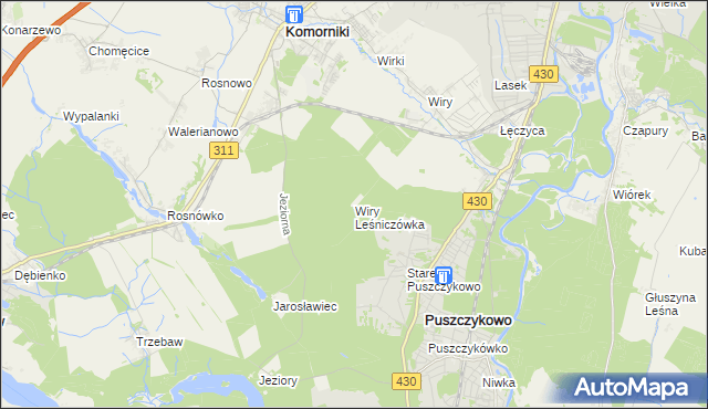 mapa Wiry Leśniczówka, Wiry Leśniczówka na mapie Targeo
