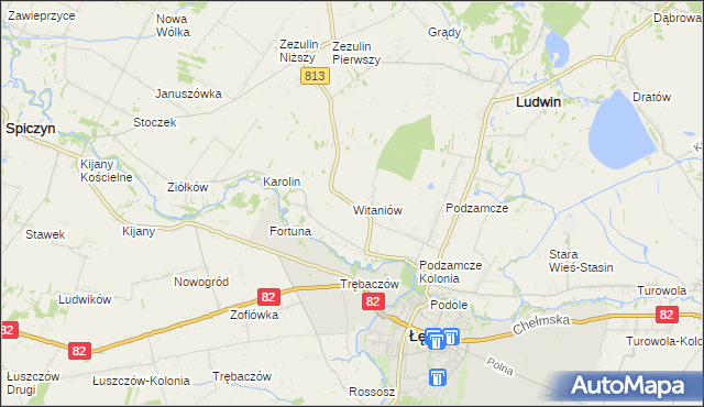 mapa Witaniów, Witaniów na mapie Targeo