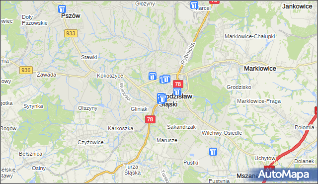 mapa Wodzisławia Śląskiego, Wodzisław Śląski na mapie Targeo