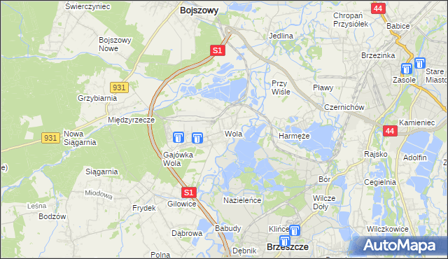 mapa Wola gmina Miedźna, Wola gmina Miedźna na mapie Targeo