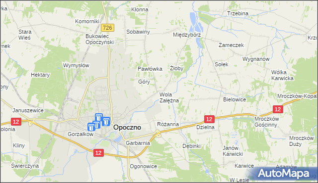 mapa Wola Załężna, Wola Załężna na mapie Targeo