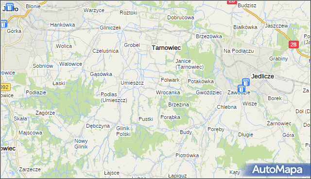 mapa Wrocanka gmina Tarnowiec, Wrocanka gmina Tarnowiec na mapie Targeo