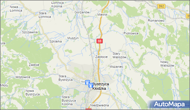 mapa Zabłocie gmina Bystrzyca Kłodzka, Zabłocie gmina Bystrzyca Kłodzka na mapie Targeo