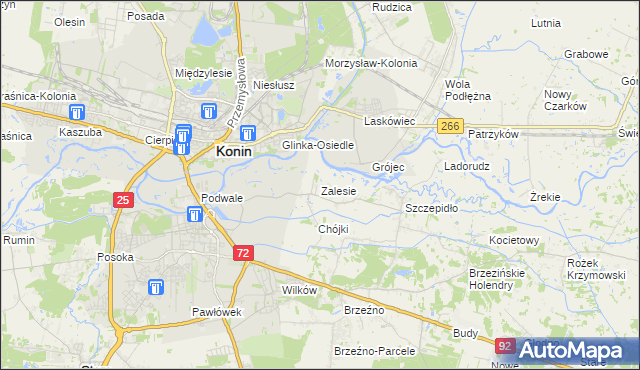 mapa Zalesie gmina Krzymów, Zalesie gmina Krzymów na mapie Targeo