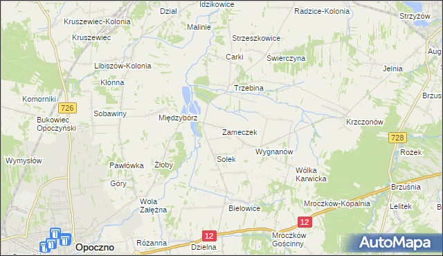 mapa Zameczek gmina Opoczno, Zameczek gmina Opoczno na mapie Targeo