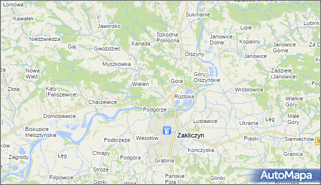 mapa Zawada Lanckorońska, Zawada Lanckorońska na mapie Targeo