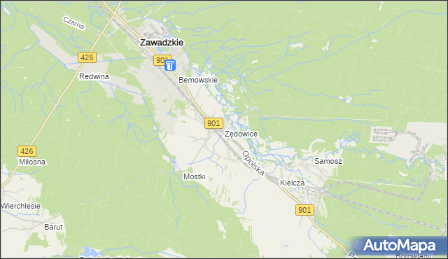 mapa Żędowice, Żędowice na mapie Targeo