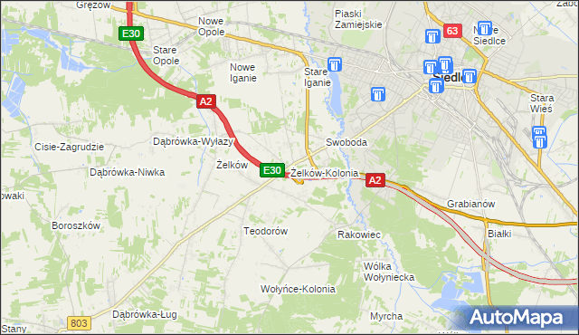mapa Żelków-Kolonia, Żelków-Kolonia na mapie Targeo