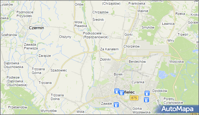 mapa Złotniki gmina Mielec, Złotniki gmina Mielec na mapie Targeo