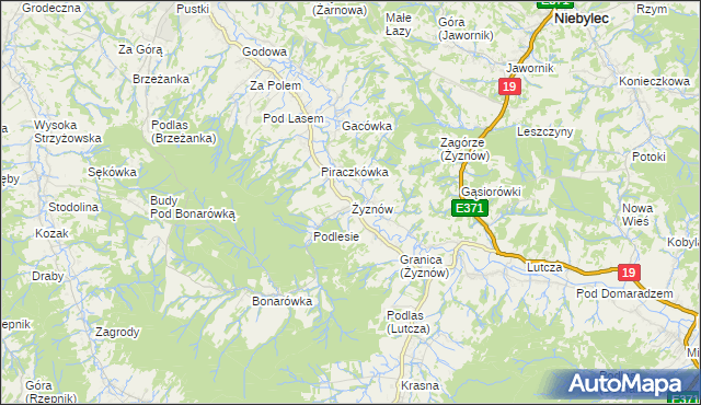 mapa Żyznów gmina Strzyżów, Żyznów gmina Strzyżów na mapie Targeo