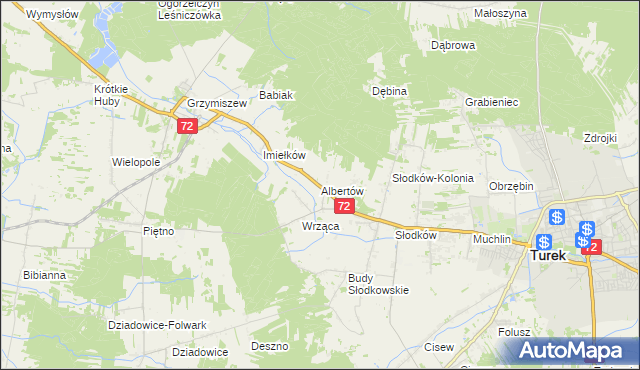 mapa Albertów gmina Turek, Albertów gmina Turek na mapie Targeo