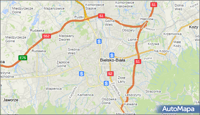 mapa Bielsko-Białej, Bielsko-Biała na mapie Targeo