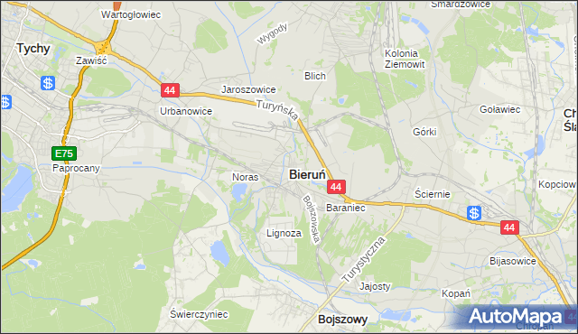 mapa Bieruń, Bieruń na mapie Targeo