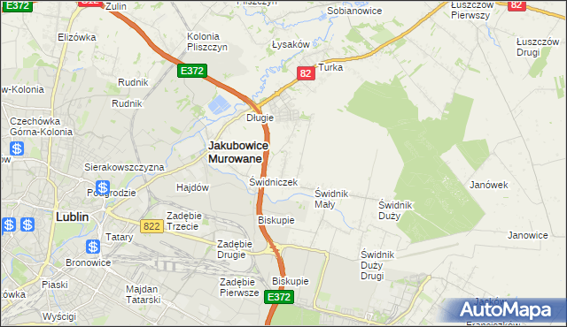 mapa Biskupie-Kolonia gmina Wólka, Biskupie-Kolonia gmina Wólka na mapie Targeo