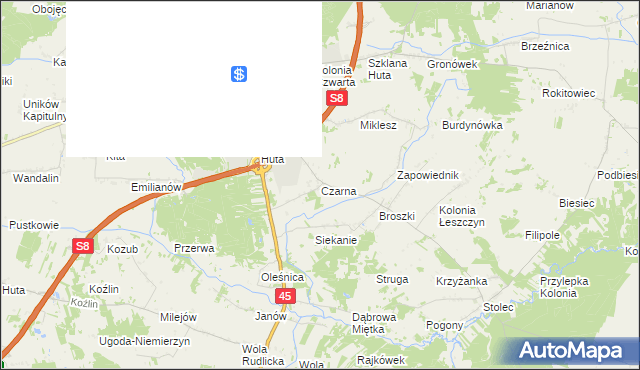 mapa Czarna gmina Złoczew, Czarna gmina Złoczew na mapie Targeo
