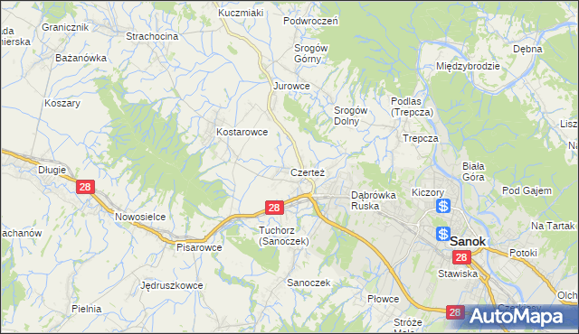 mapa Czerteż, Czerteż na mapie Targeo