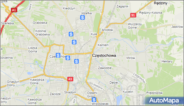 mapa Częstochowy, Częstochowa na mapie Targeo