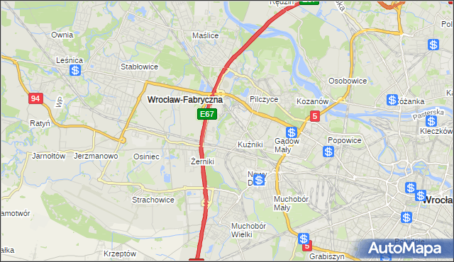 mapa Fabryczna, Fabryczna na mapie Targeo