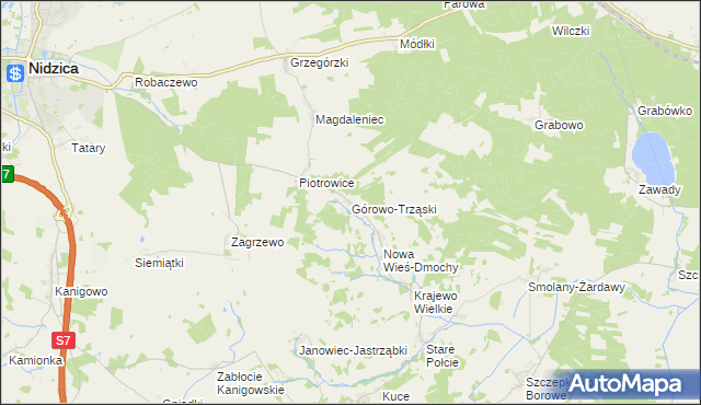 mapa Górowo-Trząski, Górowo-Trząski na mapie Targeo