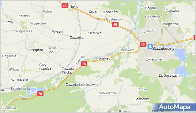 mapa Grabiec, Grabiec na mapie Targeo