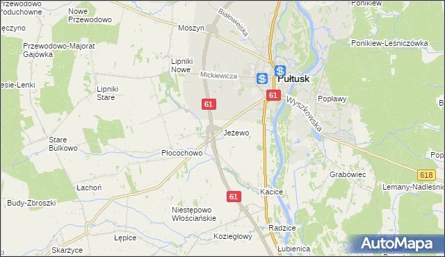 mapa Jeżewo gmina Pułtusk, Jeżewo gmina Pułtusk na mapie Targeo
